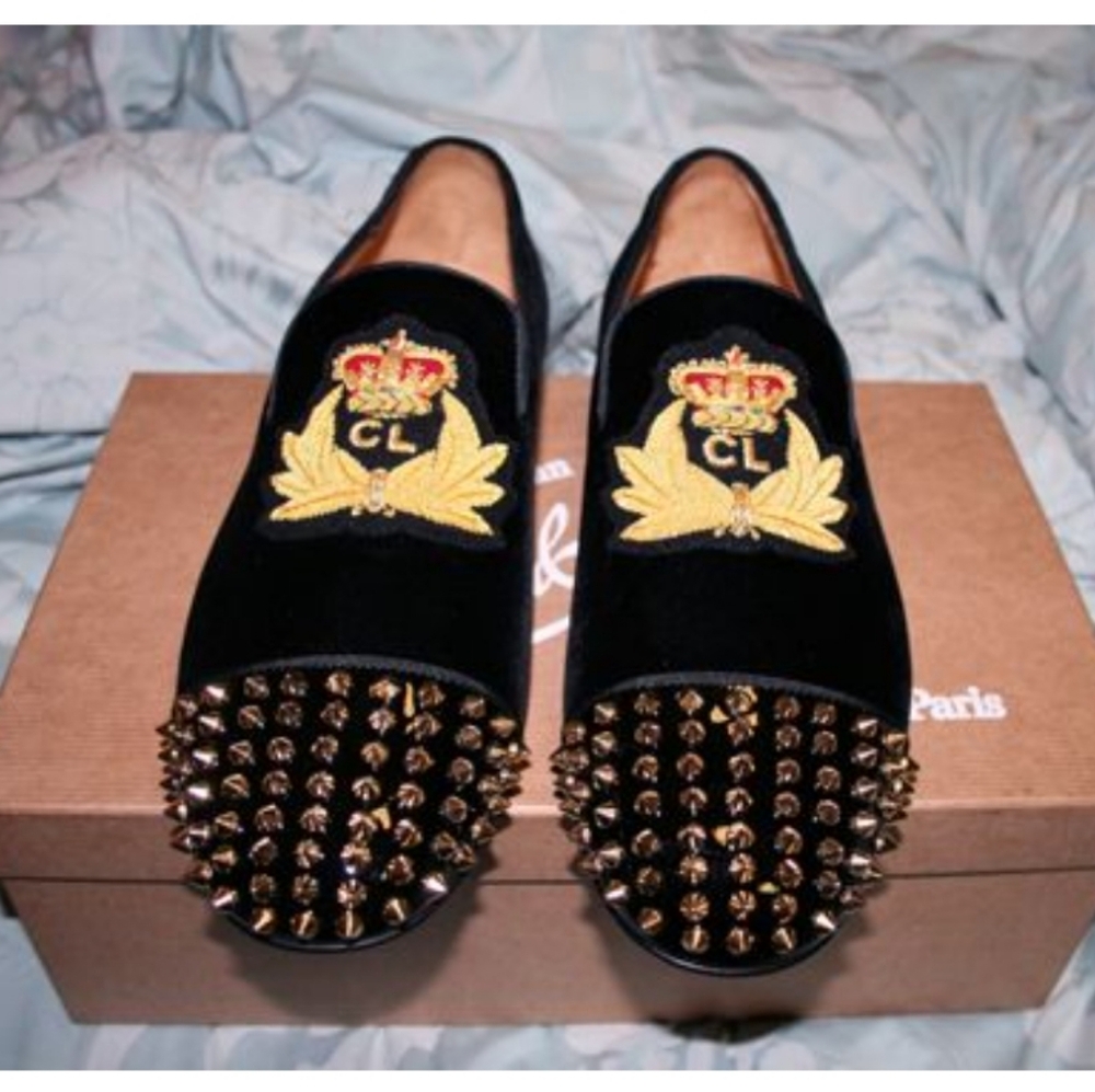 Christian Louboutin velvet spiked flats